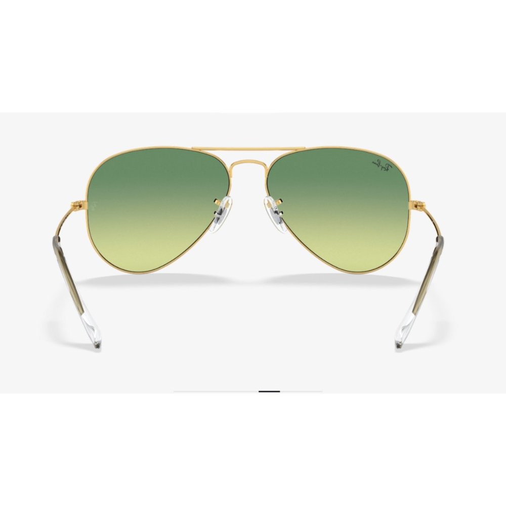 New RAY-BAN Large Metal Aviator Sunglasses Gold Frame Light Green Gradient Lens - Picture 9 of 11